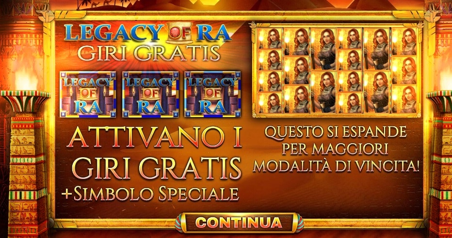 giri gratis slot legacy of ra di megaways